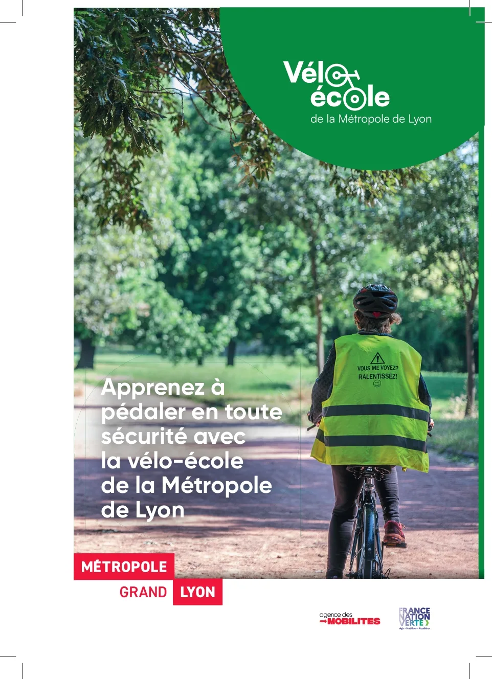 Flyer de présentation de la vélo école de la métropole de Lyon